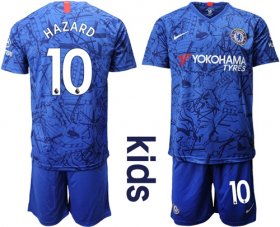 Wholesale Cheap Chelsea #10 Hazard Blue Home Kid Soccer Club Jersey