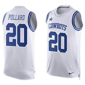 Wholesale Cheap Nike Cowboys #20 Tony Pollard White Men\'s Stitched NFL Limited Tank Top Jersey