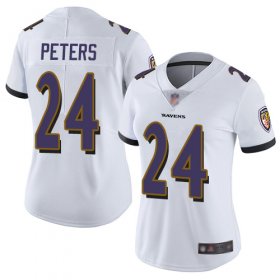 Wholesale Cheap Nike Ravens #24 Marcus Peters White Women\'s Stitched NFL Vapor Untouchable Limited Jersey