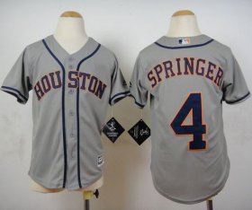 Wholesale Cheap Astros #4 George Springer Grey Cool Base Stitched Youth MLB Jersey