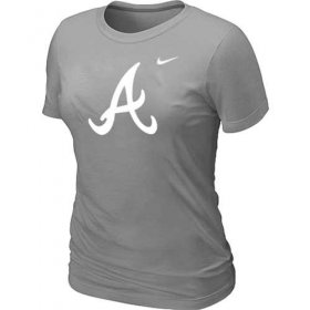 Wholesale Cheap Women\'s Atlanta Braves Heathered Nike Light Grey Blended T-Shirt