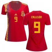 Wholesale Cheap Women's Spain #9 Callejon Red Home Soccer Country Jersey