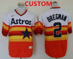 Wholesale Cheap Men\'s Houston Astros Custom Orange Rainbow Cooperstown Stitched MLB Cool Base Nike Jersey