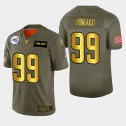 Wholesale Cheap Nike Rams #99 Aaron Donald Men's Olive Gold 2019 Salute to Service NFL 100 Limited Jersey