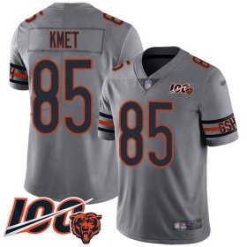 Wholesale Cheap Nike Bears #85 Cole Kmet Silver Men\'s Stitched NFL Limited Inverted Legend 100th Season Jersey