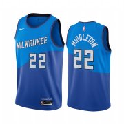 Wholesale Cheap Nike Bucks #22 Khris Middleton Blue NBA Swingman 2020-21 City Edition Jersey