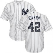 Wholesale Cheap Yankees #42 Mariano Rivera White Strip Team Logo Fashion Stitched MLB Jersey