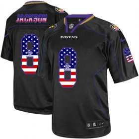 Wholesale Cheap Nike Ravens #8 Lamar Jackson Black Men\'s Stitched NFL Elite USA Flag Fashion Jersey