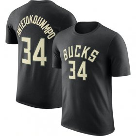 Cheap Men\'s Milwaukee Bucks #34 Giannis Antetokounmpo Black 2022-23 Statement Edition Long Sleeve T-Shirt