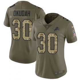Wholesale Cheap Nike Lions #30 Jeff Okudah Olive/Camo Women\'s Stitched NFL Limited 2017 Salute To Service Jersey