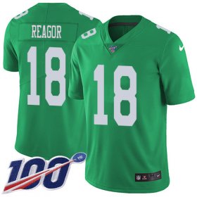 Wholesale Cheap Nike Eagles #18 Jalen Reagor Green Youth Stitched NFL Limited Rush 100th Season Jersey