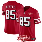 Cheap Men's San Francisco 49ers #85 George Kittle Red 2023 F.U.S.E. NFC West Champions Patch Alternate Football Stitched Jersey