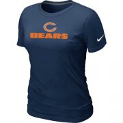 Wholesale Cheap Women's Nike Chicago Bears Authentic logo T-Shirt D.Blue