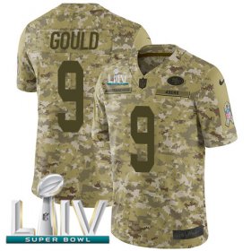 Wholesale Cheap Nike 49ers #9 Robbie Gould Camo Super Bowl LIV 2020 Men\'s Stitched NFL Limited 2018 Salute To Service Jersey