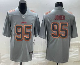 Cheap Men\'s Kansas City Chiefs #95 Chris Jones Gray Atmosphere Fashion Stitched Jersey