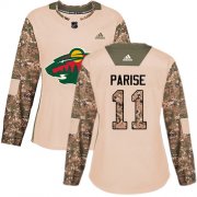 Wholesale Cheap Adidas Wild #11 Zach Parise Camo Authentic 2017 Veterans Day Women's Stitched NHL Jersey