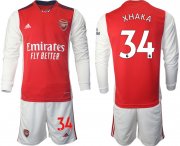 Wholesale Cheap Men 2021-2022 Club Arsenal home red Long Sleeve 34 Soccer Jersey