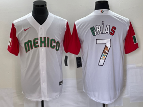 Wholesale Cheap Men\'s Mexico Baseball #7 Julio Urias Number 2023 White Red World Classic Stitched Jersey 14