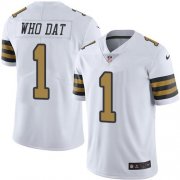 Wholesale Cheap Nike Saints #1 Who Dat White Men's Stitched NFL Limited Rush Jersey
