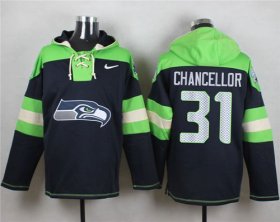 Wholesale Cheap Nike Seahawks #31 Kam Chancellor Steel Blue Player Pullover NFL Hoodie