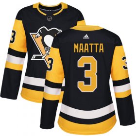 Wholesale Cheap Adidas Penguins #3 Olli Maatta Black Home Authentic Women\'s Stitched NHL Jersey