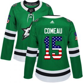 Cheap Adidas Stars #15 Blake Comeau Green Home Authentic USA Flag Women\'s Stitched NHL Jersey