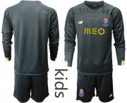 Wholesale Cheap Oporto Blank Black Goalkeeper Long Sleeves Kid Soccer Club Jersey