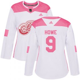 Wholesale Cheap Adidas Red Wings #9 Gordie Howe White/Pink Authentic Fashion Women\'s Stitched NHL Jersey