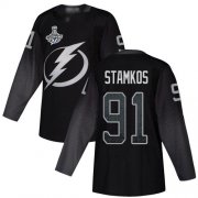 Cheap Adidas Lightning #91 Steven Stamkos Black Alternate Authentic 2020 Stanley Cup Champions Stitched NHL Jersey