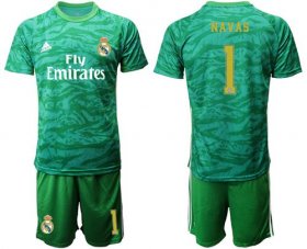 Wholesale Cheap Real Madrid #1 Navas Green Goalkeeper Soccer Club Jersey