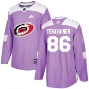 Wholesale Cheap Adidas Hurricanes #86 Teuvo Teravainen Purple Authentic Fights Cancer Stitched Youth NHL Jersey