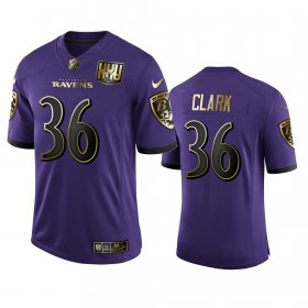 Wholesale Cheap Baltimore Ravens #36 Chuck Clark Men\'s Nike Purple Team 25th Season Golden Limited NFL Jersey