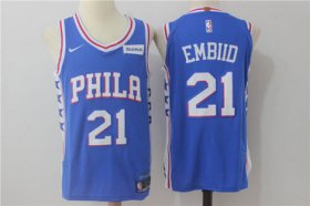 Wholesale Cheap Men\'s Philadelphia 76ers #21 Joel Embiid New Royal Blue 2017-2018 Nike Swingman Stitched NBA Jersey