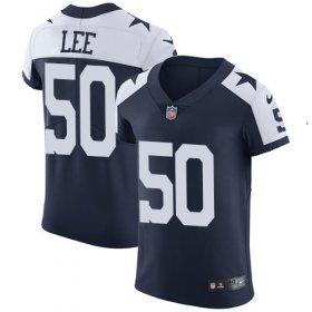 Wholesale Cheap Nike Cowboys #50 Sean Lee Navy Blue Thanksgiving Men\'s Stitched NFL Vapor Untouchable Throwback Elite Jersey
