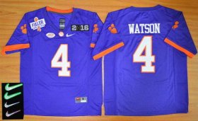 Wholesale Cheap Men\'s Clemson Tigers #4 Deshaun Watson Purple 2016 Playoff Rose Bowl Special Event Diamond Quest Jersey