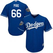 Wholesale Cheap Dodgers #66 Yasiel Puig Blue Cool Base 2018 World Series Stitched Youth MLB Jersey