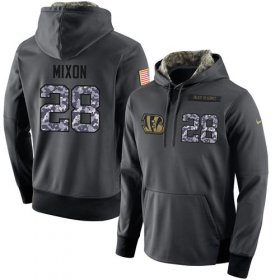 Wholesale Cheap NFL Men\'s Nike Cincinnati Bengals #28 Joe Mixon Stitched Black Anthracite Salute to Service Player Performance Hoodie