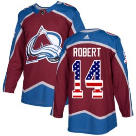Wholesale Cheap Adidas Avalanche #14 Rene Robert Burgundy Home Authentic USA Flag Stitched NHL Jersey