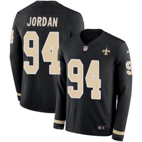 Wholesale Cheap Nike Saints #94 Cameron Jordan Black Team Color Men\'s Stitched NFL Limited Therma Long Sleeve Jersey