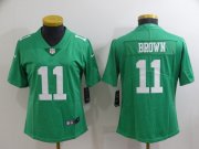 Wholesale Cheap Women's Philadelphia Eagles #11 A. J. Brown Green Vapor Untouchable Limited Stitched Football Jersey(Run Small)