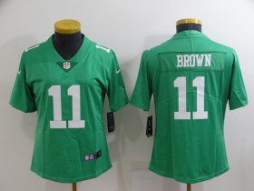 Wholesale Cheap Women\'s Philadelphia Eagles #11 A. J. Brown Green Vapor Untouchable Limited Stitched Football Jersey(Run Small)