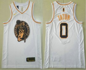 Wholesale Cheap Men\'s Boston Celtics #0 Jayson Tatum White Golden Nike Swingman Stitched NBA Jersey