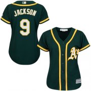 Wholesale Cheap Athletics #9 Reggie Jackson Green Alternate Women's Stitched MLB Jersey