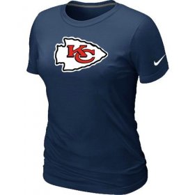 Wholesale Cheap Women\'s Nike Kansas City Chiefs Logo NFL T-Shirt Dark Blue