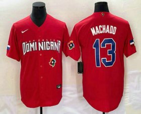 Cheap Men\'s Dominican Republic Baseball #13 Manny Machado 2023 Red World Classic Stitched Jersey