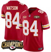 Cheap Men's Kansas City Chiefs #84 Justin Watson Red 2023 F.U.S.E. AFC West Champions With NKH Patch Vapor Untouchable Limited Football Stitched Jersey