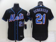 Wholesale Cheap Men's New York Mets #21 Max Scherzer Black Stitched MLB Flex Base Nike Jersey