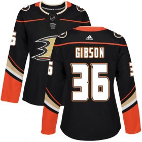 Wholesale Cheap Adidas Ducks #36 John Gibson Black Home Authentic Women\'s Stitched NHL Jersey