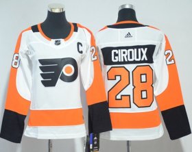Wholesale Cheap Adidas Flyers #28 Claude Giroux White Road Authentic Women\'s Stitched NHL Jersey