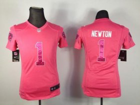Wholesale Cheap Nike Panthers #1 Cam Newton Pink Sweetheart Women\'s Stitched NFL Elite Jersey